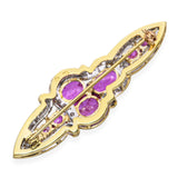 Vintage 18k Yellow Gold Pink Sapphire and Diamond Brooch