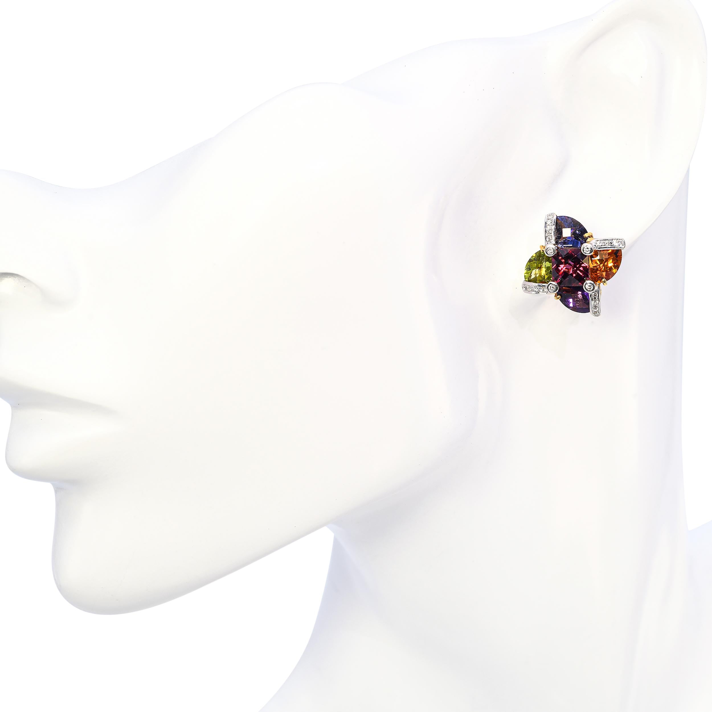 Bellari 18k Yellow Gold Multi-Gemstone and Diamond Earrings