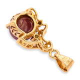 Vintage 18k Yellow Gold Star Ruby and Diamond Pendant