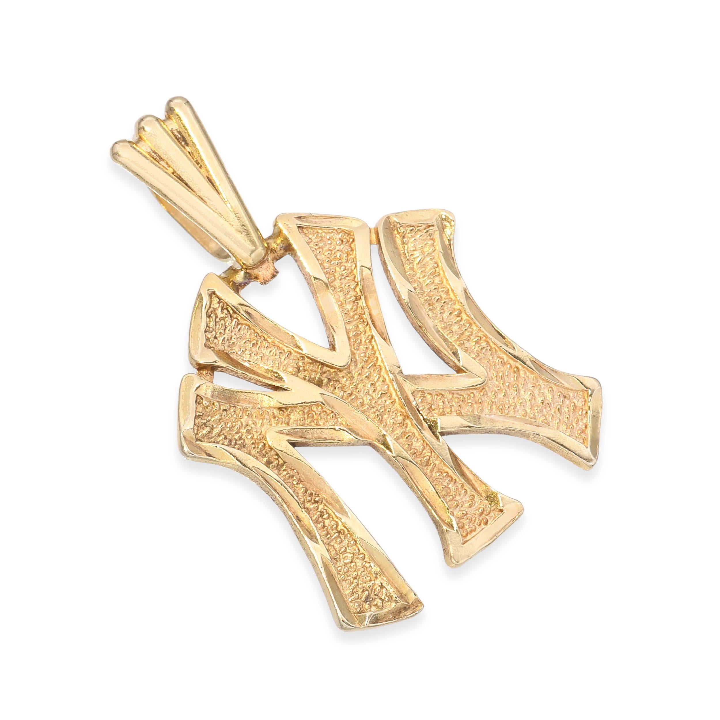 Michael Anthony 14k Yellow Gold Official NY Yankees Baseball Logo Pendant