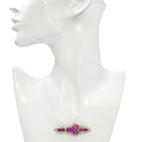 Vintage 18k Yellow Gold Pink Sapphire and Diamond Brooch