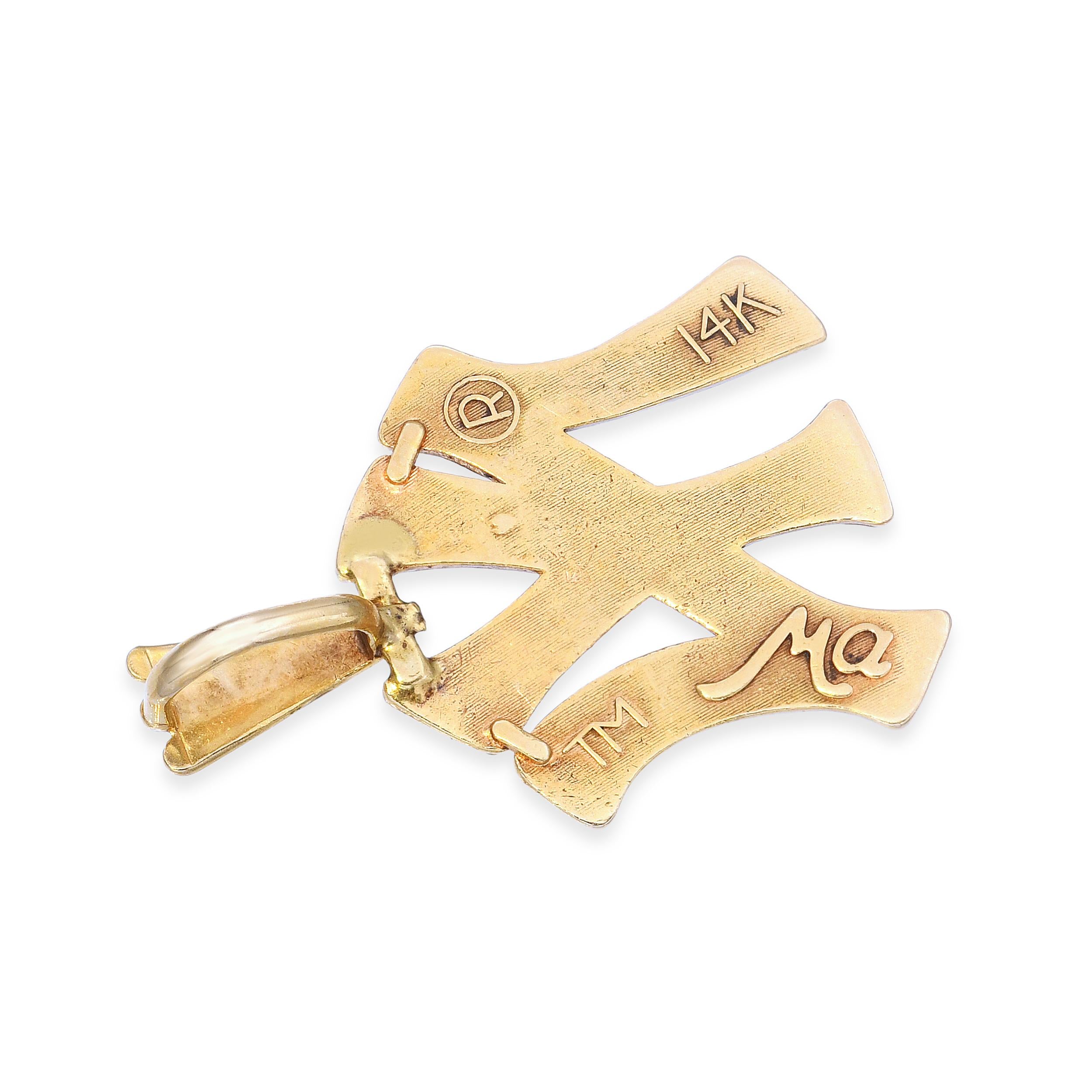 Michael Anthony 14k Yellow Gold Official NY Yankees Baseball Logo Pendant