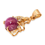 Vintage 18k Yellow Gold Star Ruby and Diamond Pendant