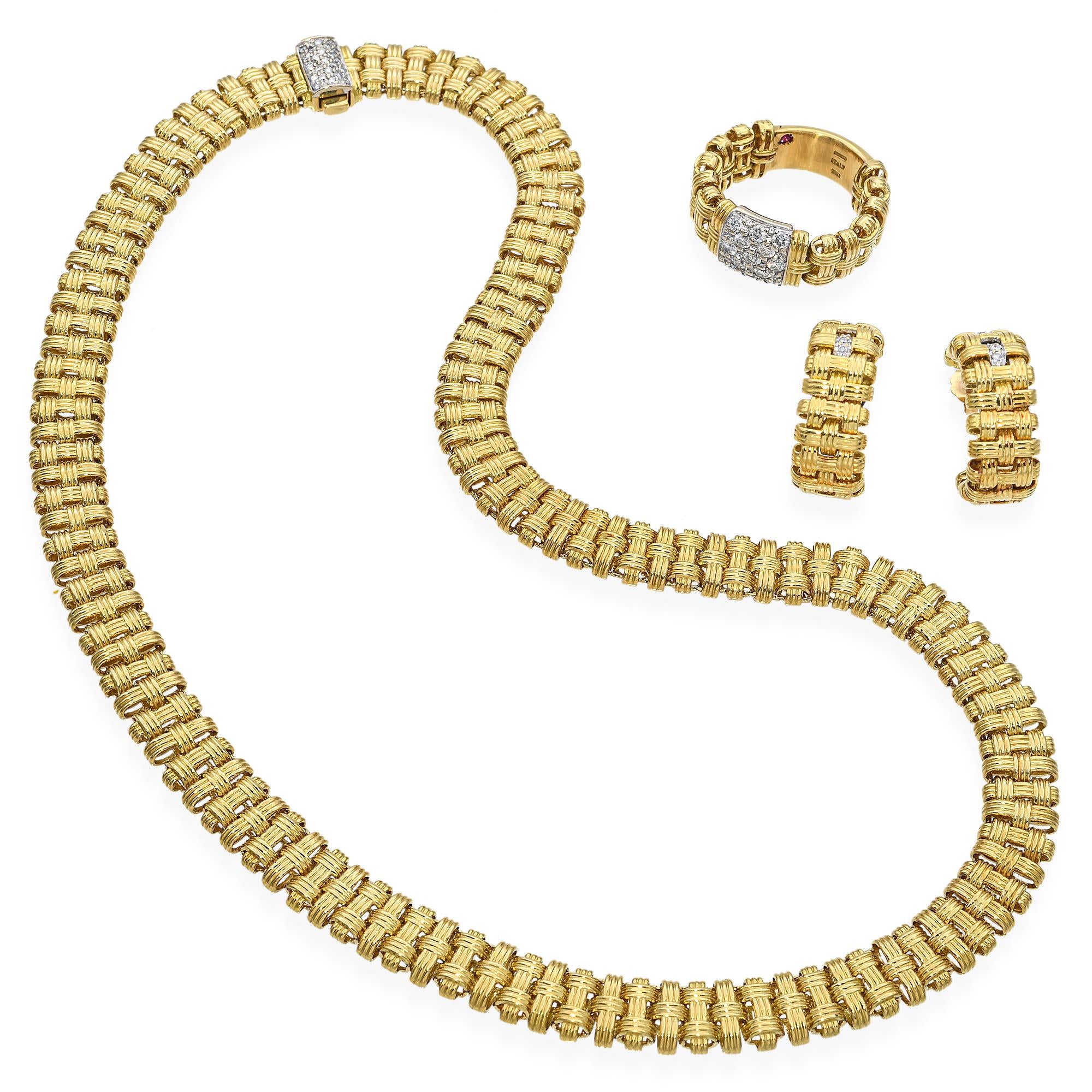Roberto Coin 18k Yellow Gold and Diamond Jewelry Suite