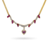 Vintage 18k Yellow Gold Diamond and Ruby Necklace