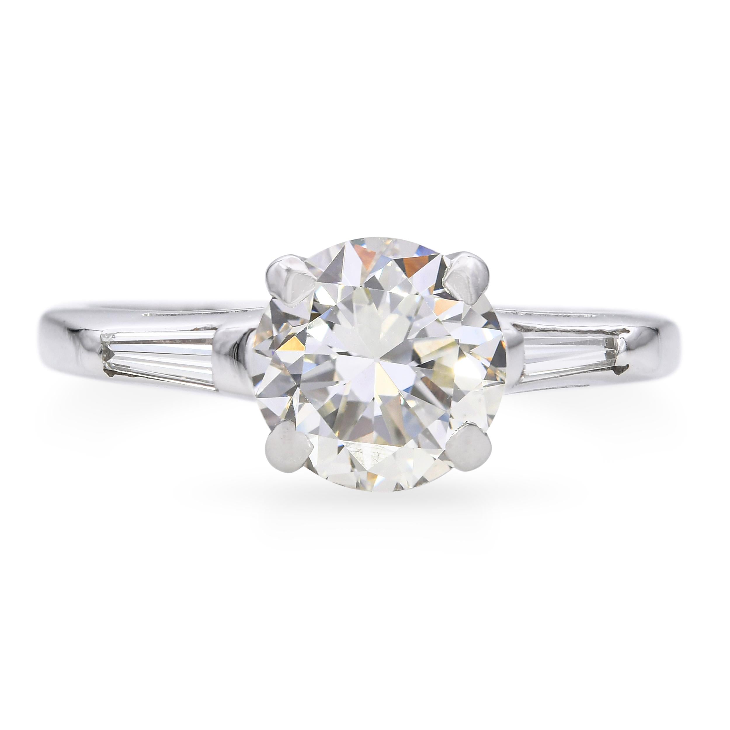 Vintage 14k White Gold 1.67tcw J Vs2 Old Euro Diamond Ring