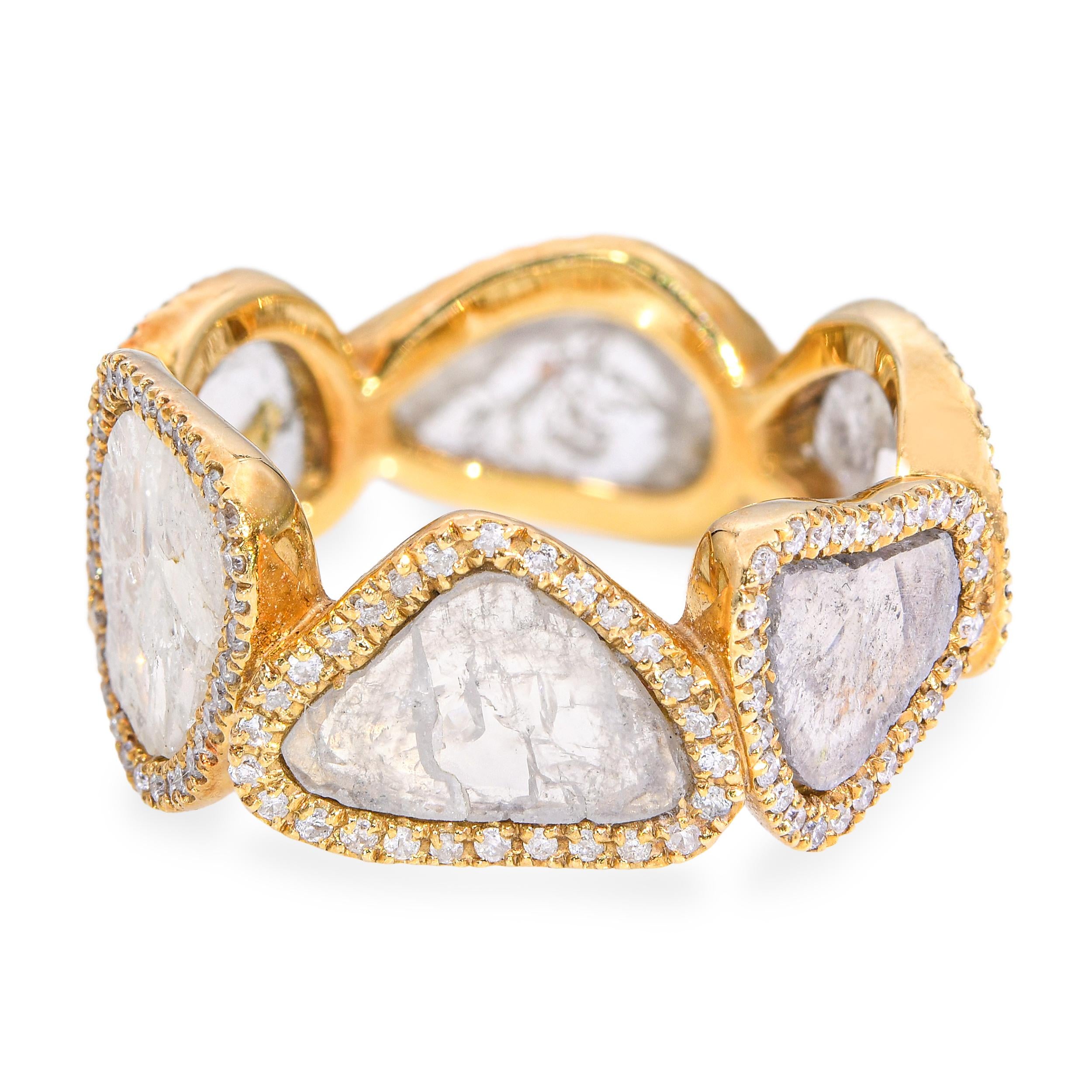 18k Yellow Gold 2.8tcw Portrait Cut Diamond Band Ring