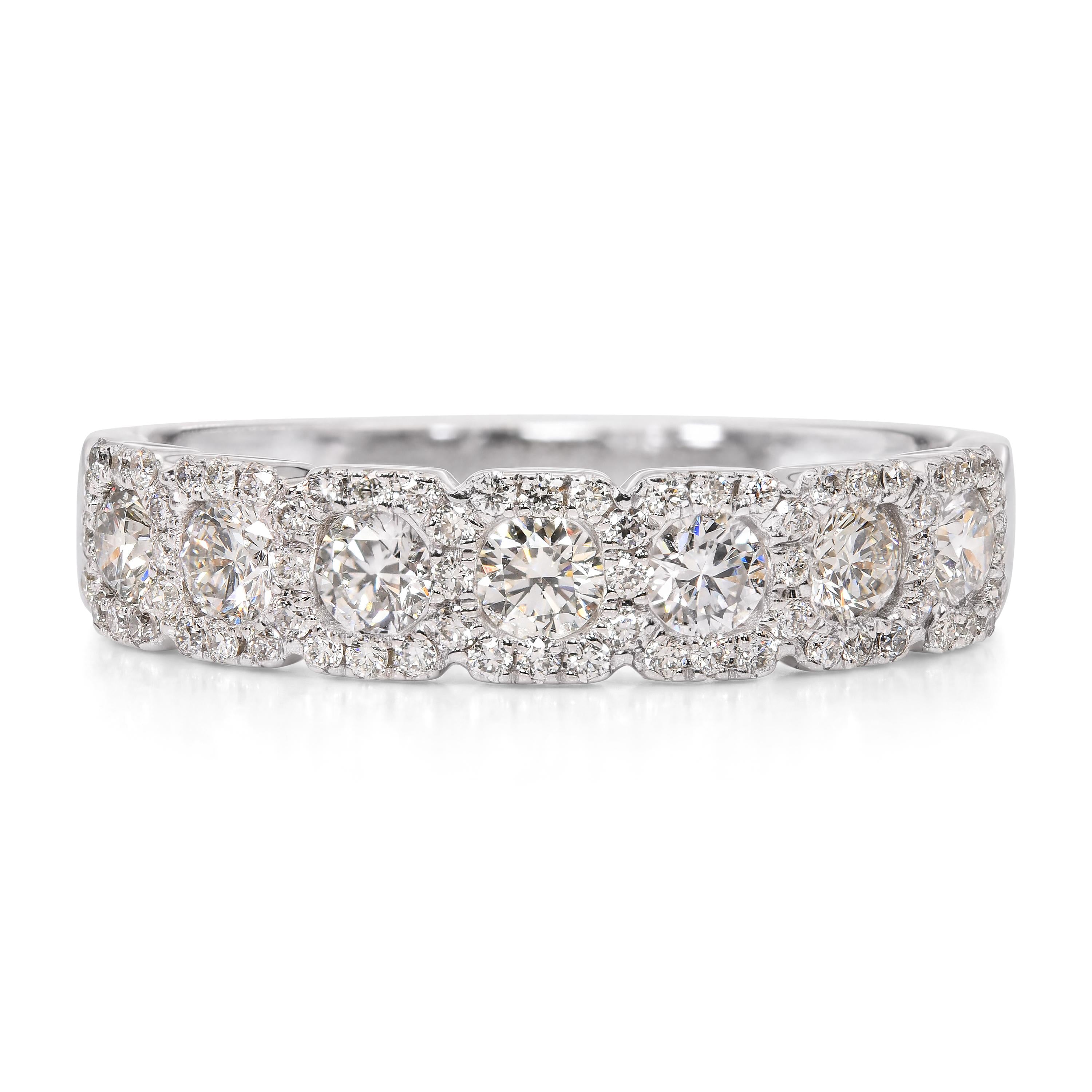 14k White Gold Diamond Half Band Pave Ring