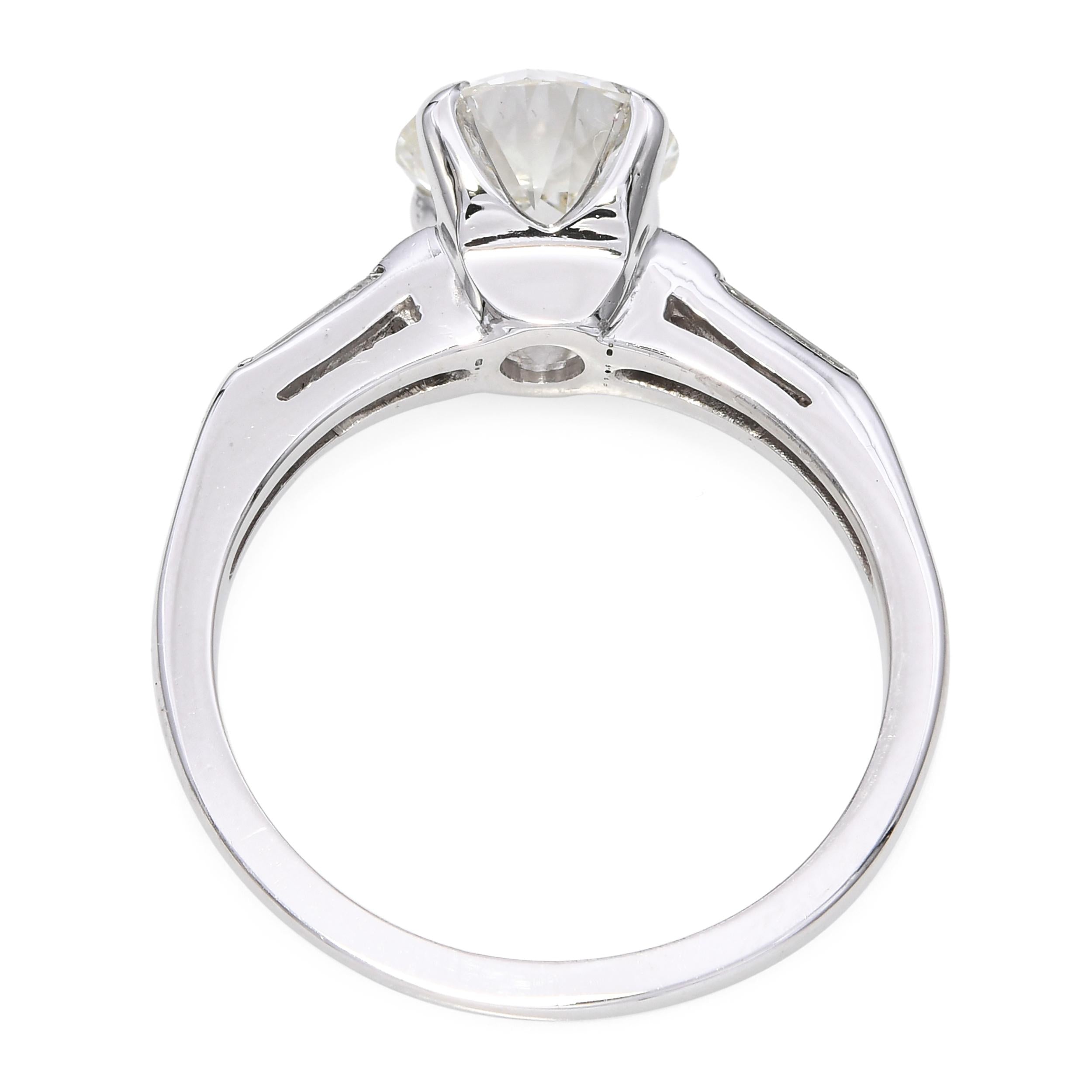 Vintage 14k White Gold 1.67tcw J Vs2 Old Euro Diamond Ring