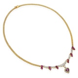 Vintage 18k Yellow Gold Diamond and Ruby Necklace