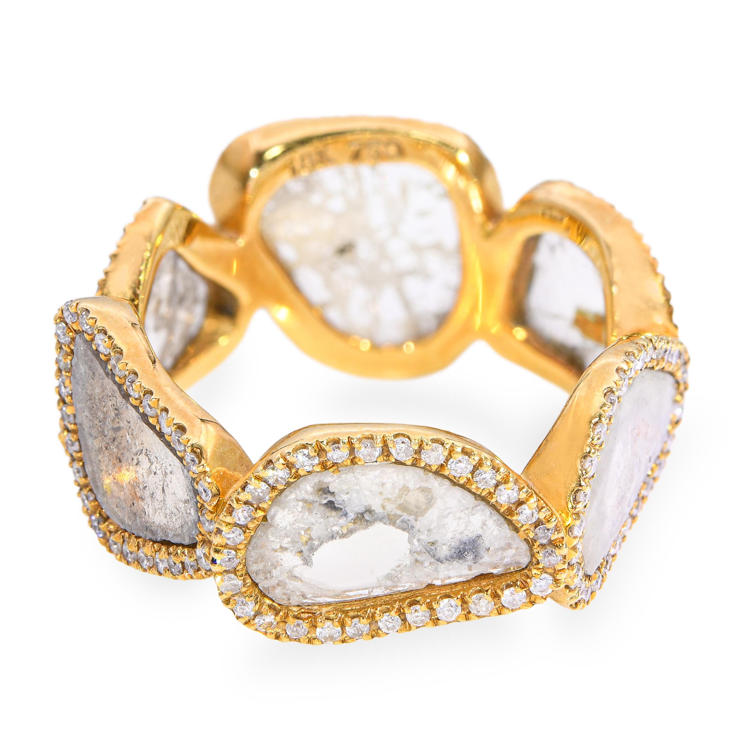 18k Yellow Gold 2.8tcw Portrait Cut Diamond Band Ring