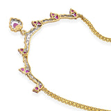 Vintage 18k Yellow Gold Diamond and Ruby Necklace