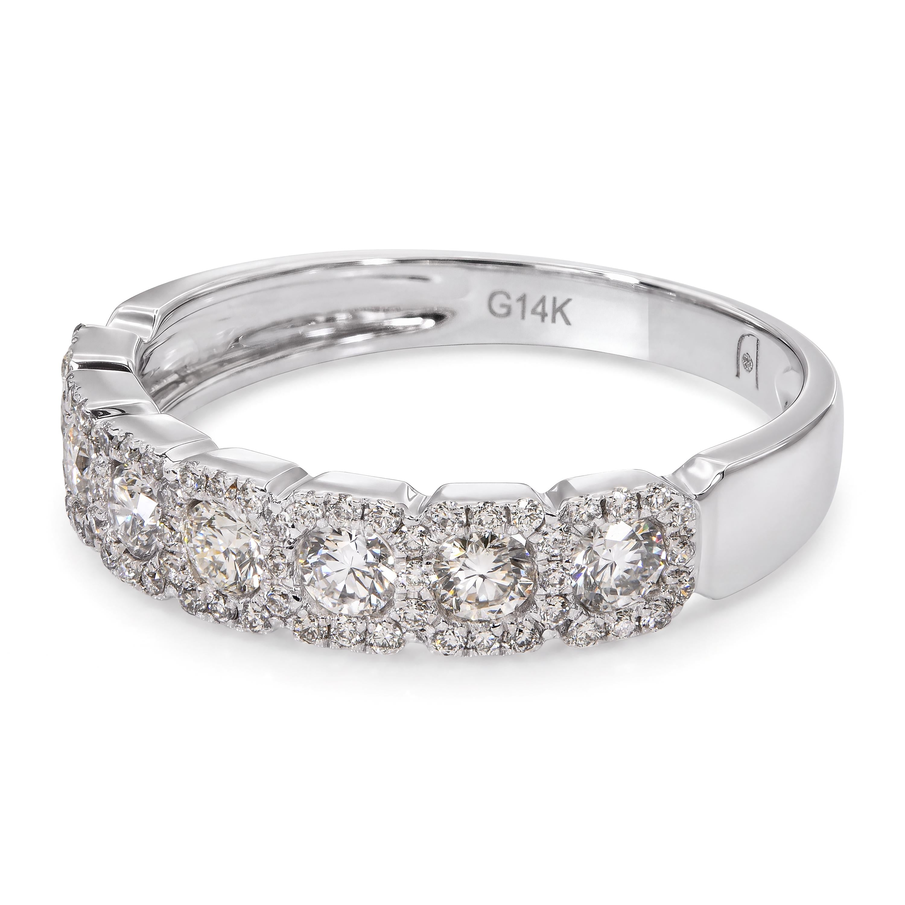 14k White Gold Diamond Half Band Pave Ring
