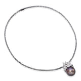 Vintage 18k White Gold Tahitian Pearl and Diamond Necklace Pendant