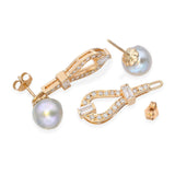 14k Yellow Gold Pearl and 1.28tcw Diamond Earrings