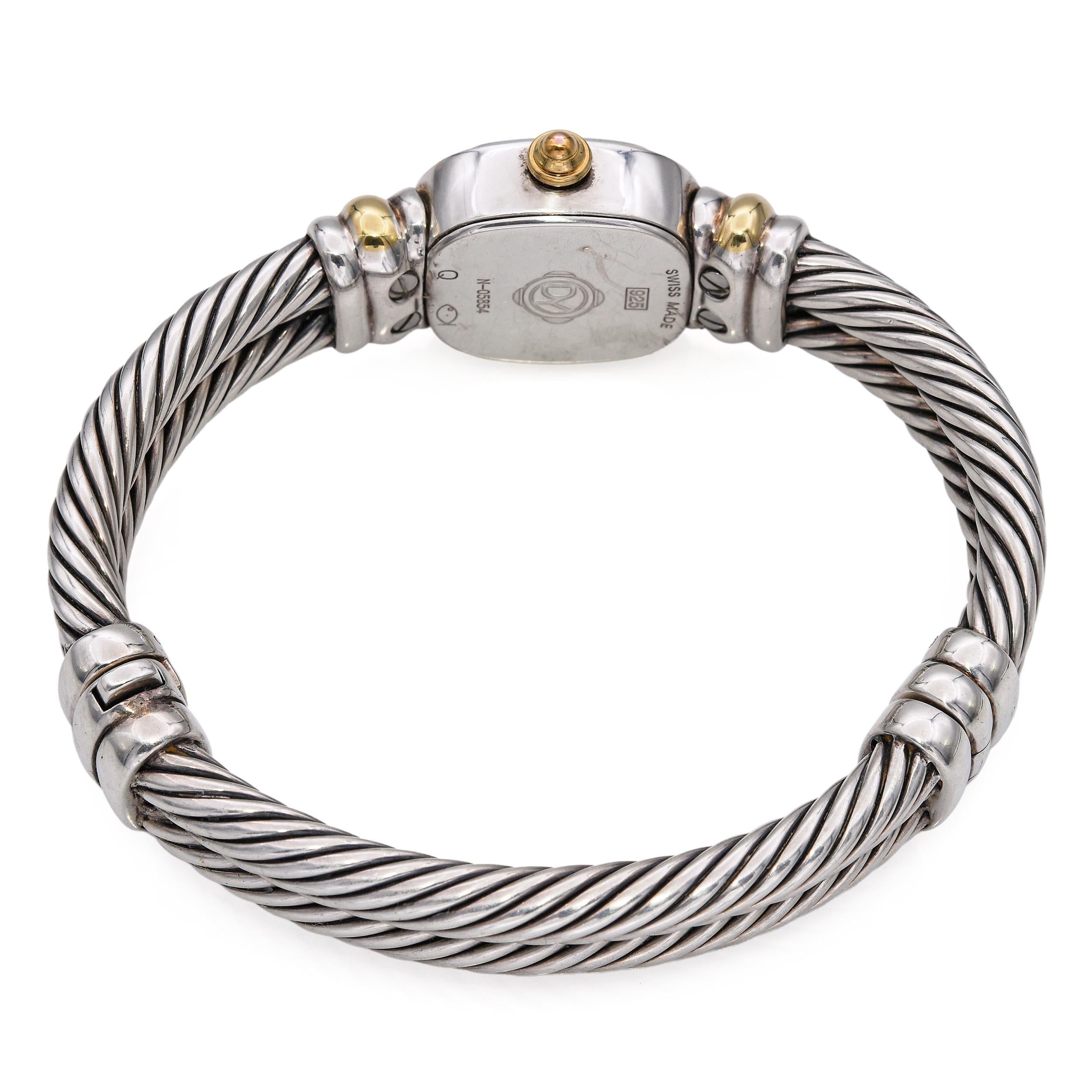 David Yurman Sterling Silver & 18k Yellow Gold MOP Cable Watch