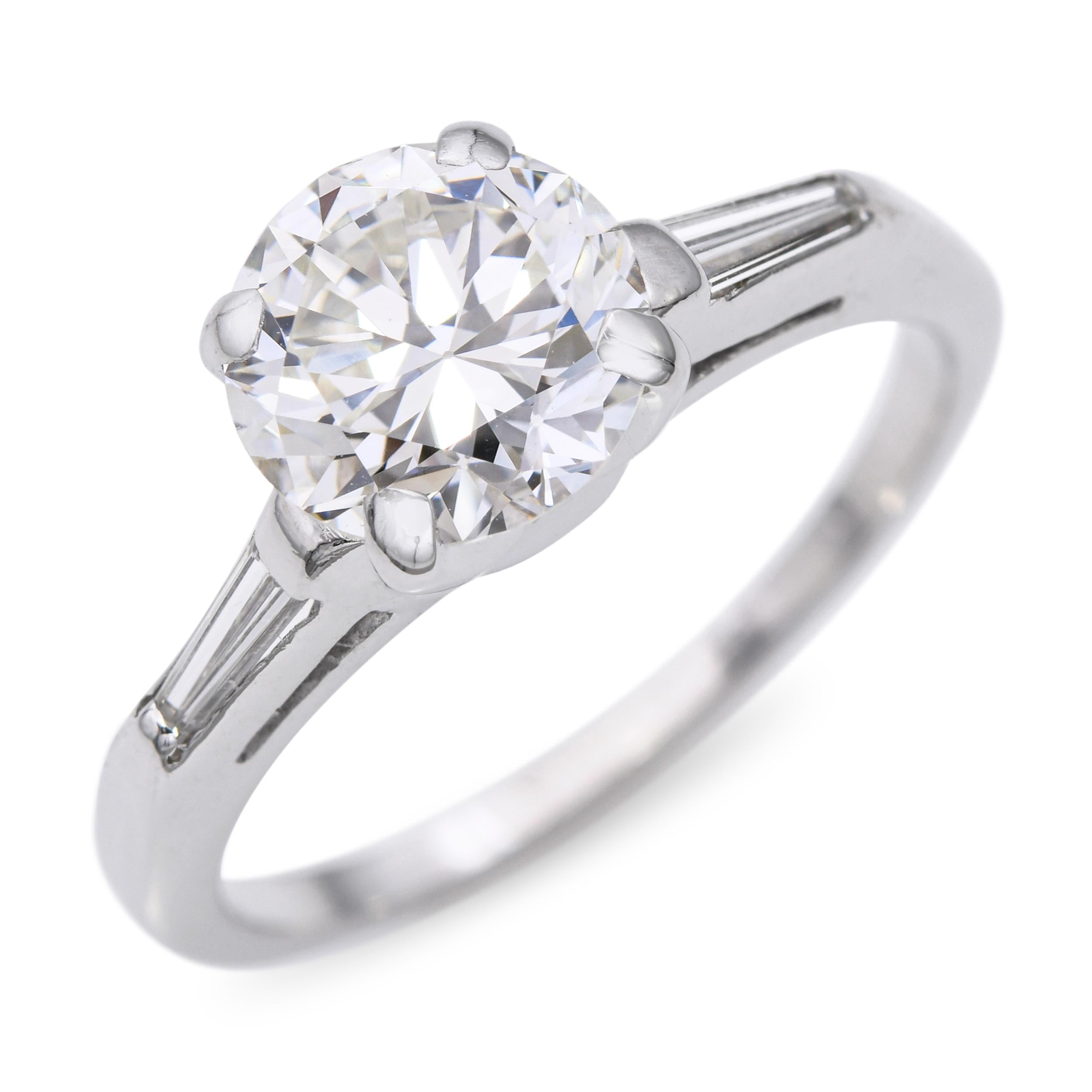 Vintage 14k White Gold 1.67tcw J Vs2 Old Euro Diamond Ring