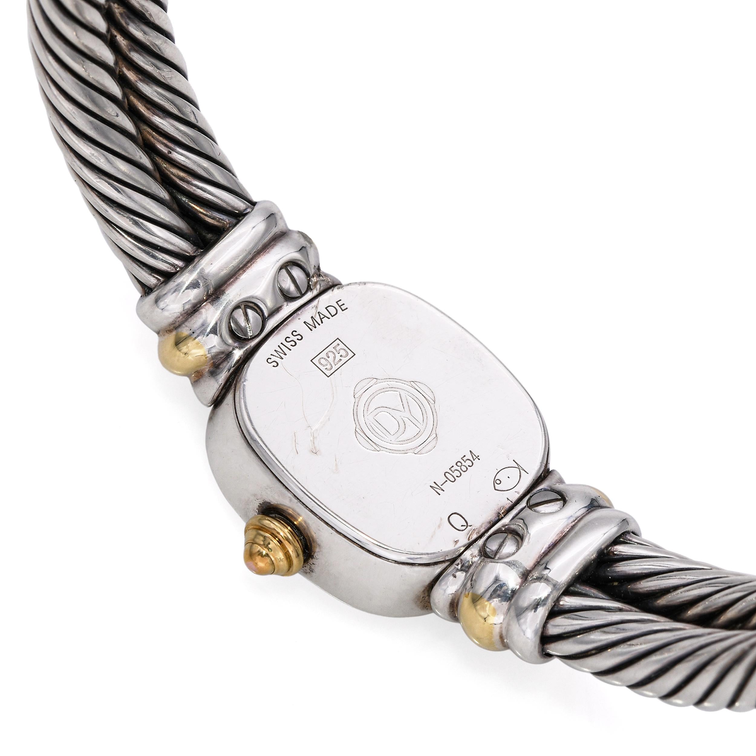 David Yurman Sterling Silver & 18k Yellow Gold MOP Cable Watch