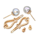 14k Yellow Gold Pearl and 1.28tcw Diamond Earrings