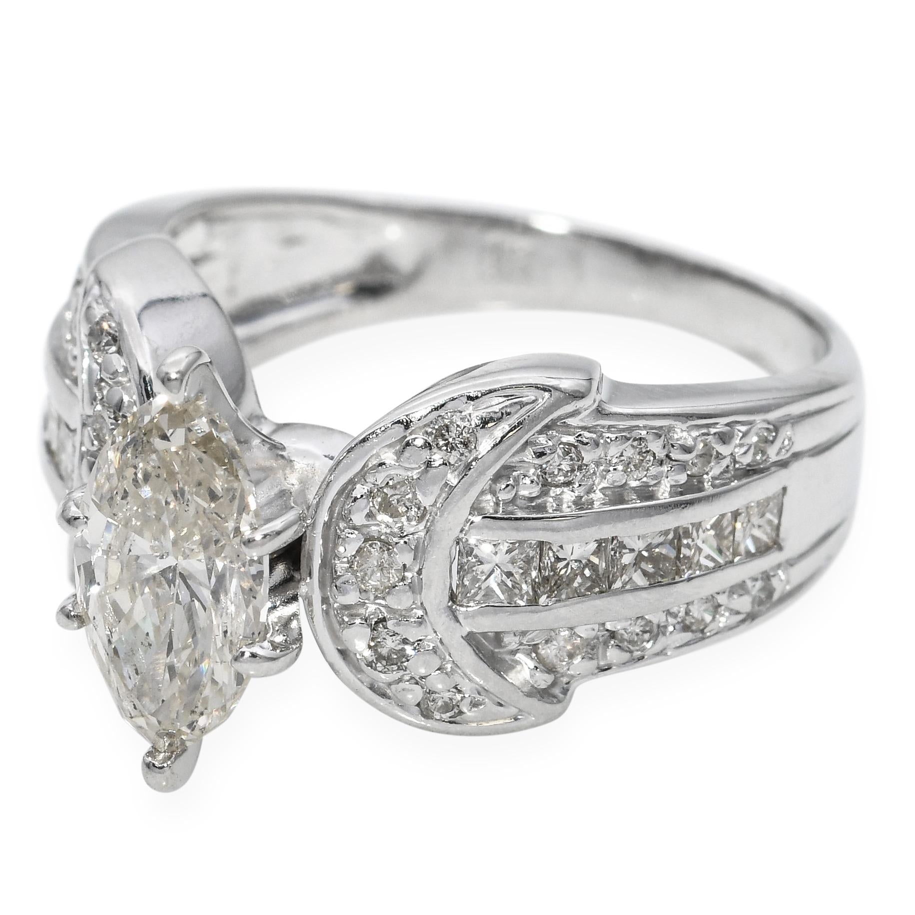 Vintage 18k White Gold 2.0tcw Marquise Diamond Ring