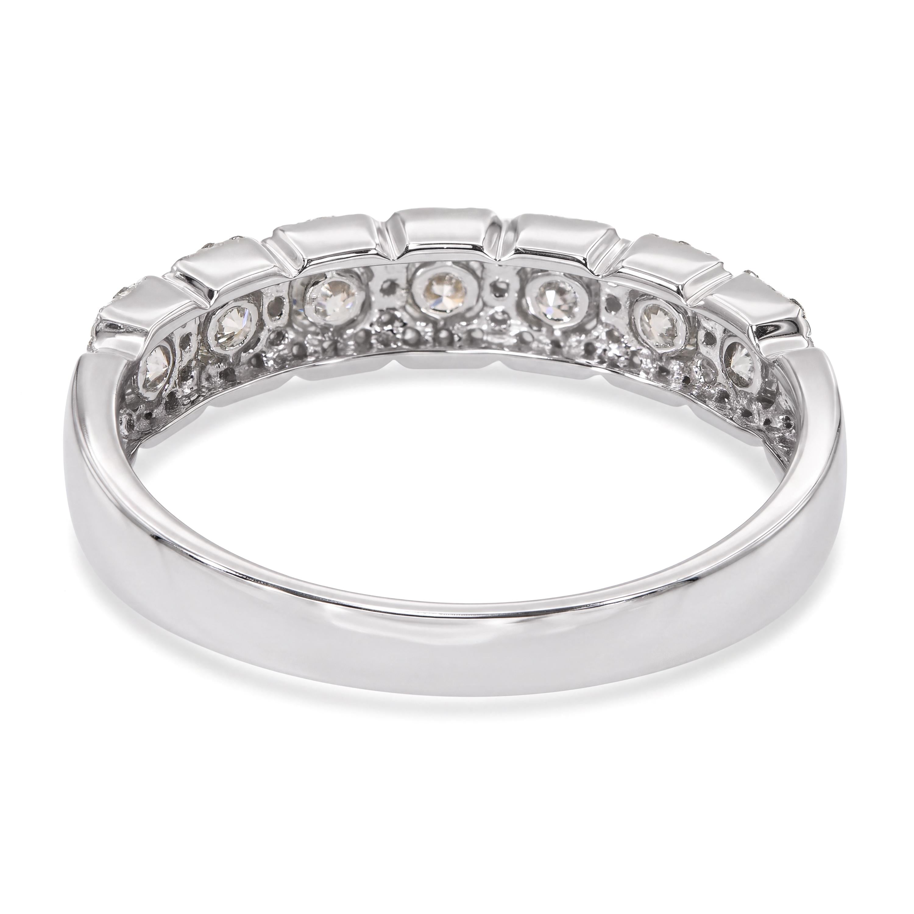 14k White Gold Diamond Half Band Pave Ring