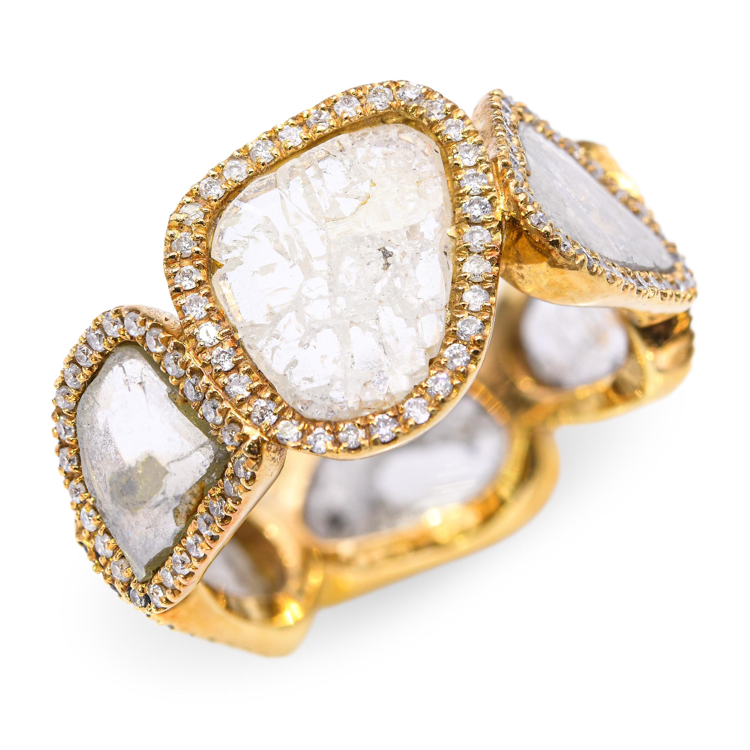 18k Yellow Gold 2.8tcw Portrait Cut Diamond Band Ring