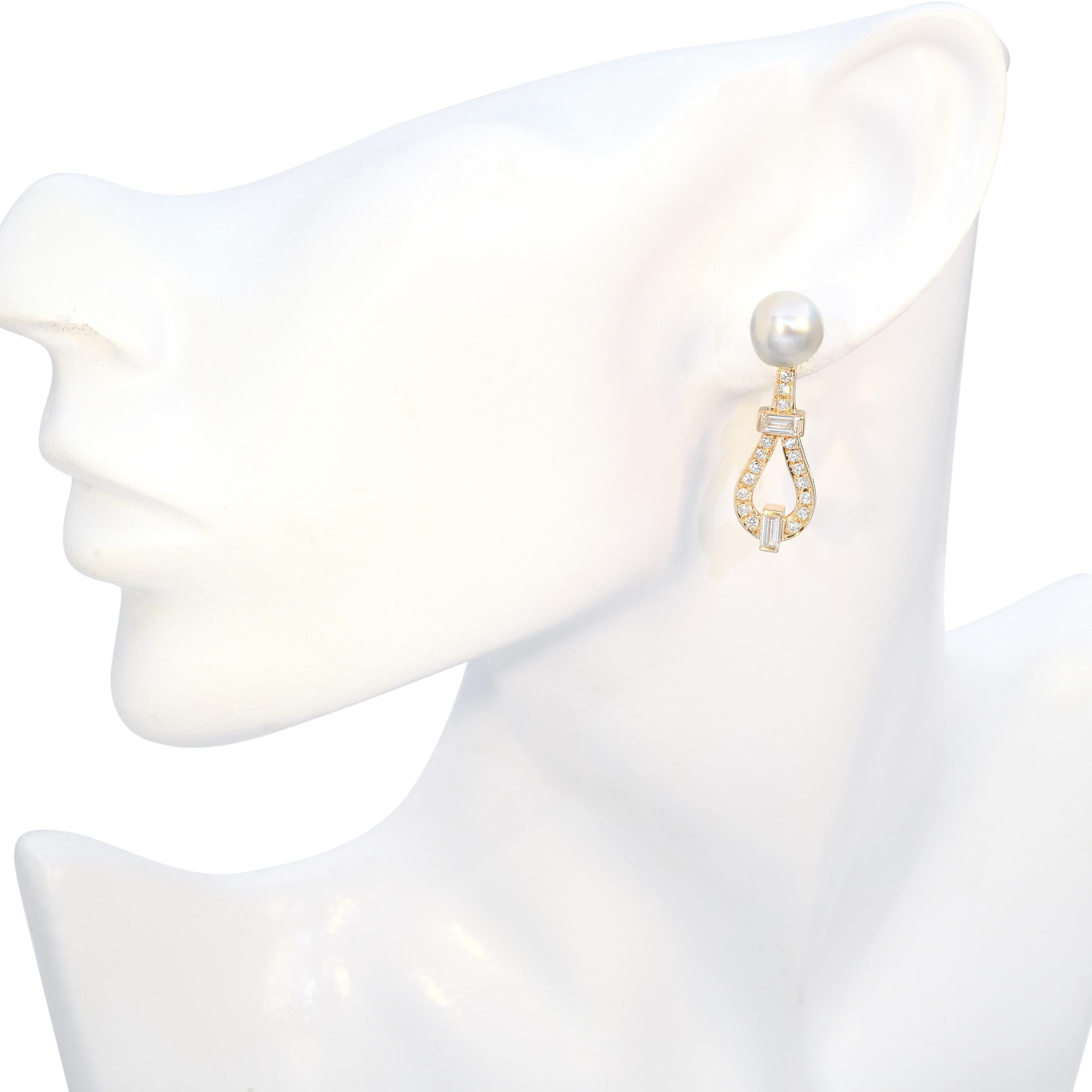 14k Yellow Gold Pearl and 1.28tcw Diamond Earrings