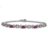 Vintage 18k White Gold 1.55tcw Ruby and Diamond Bracelet