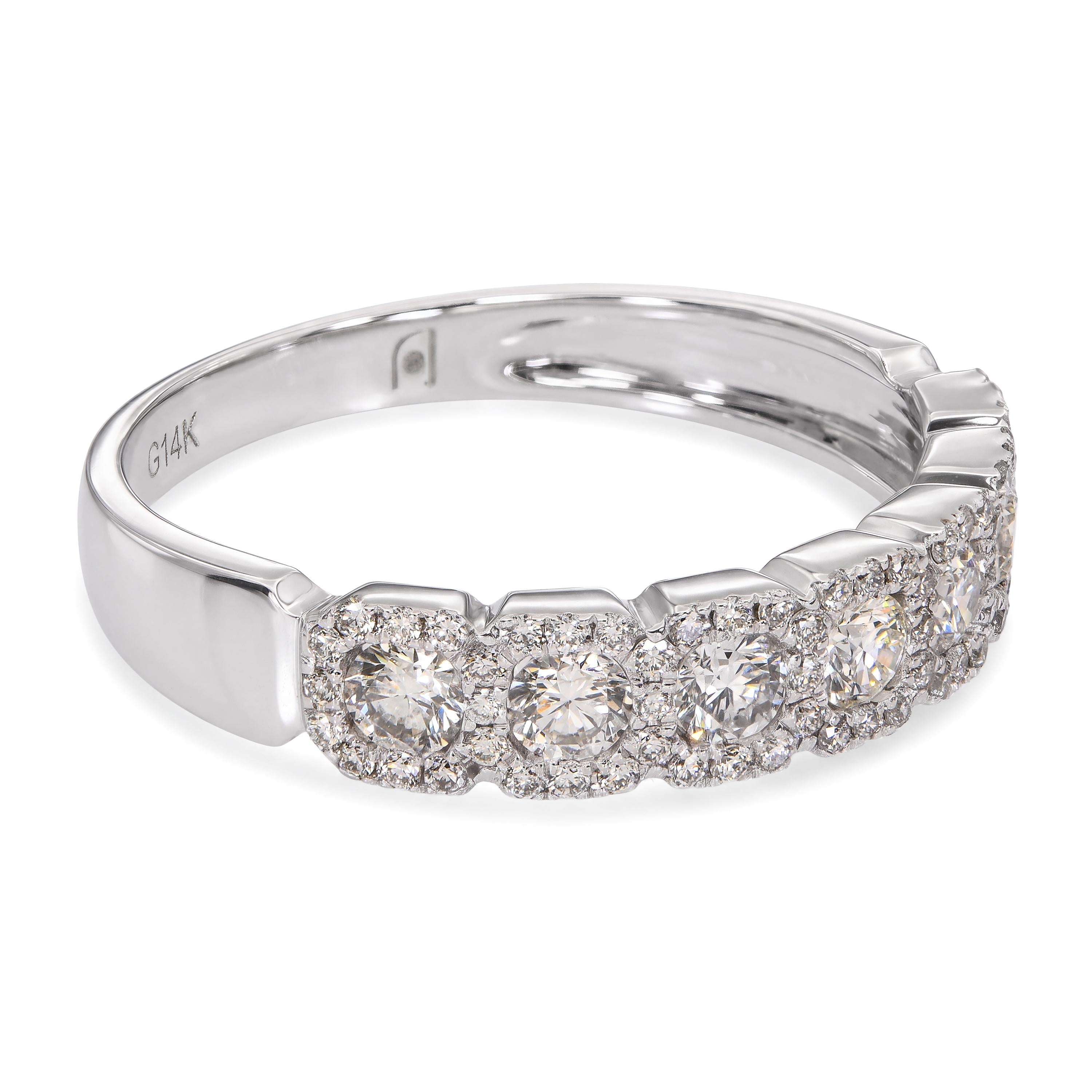 14k White Gold Diamond Half Band Pave Ring