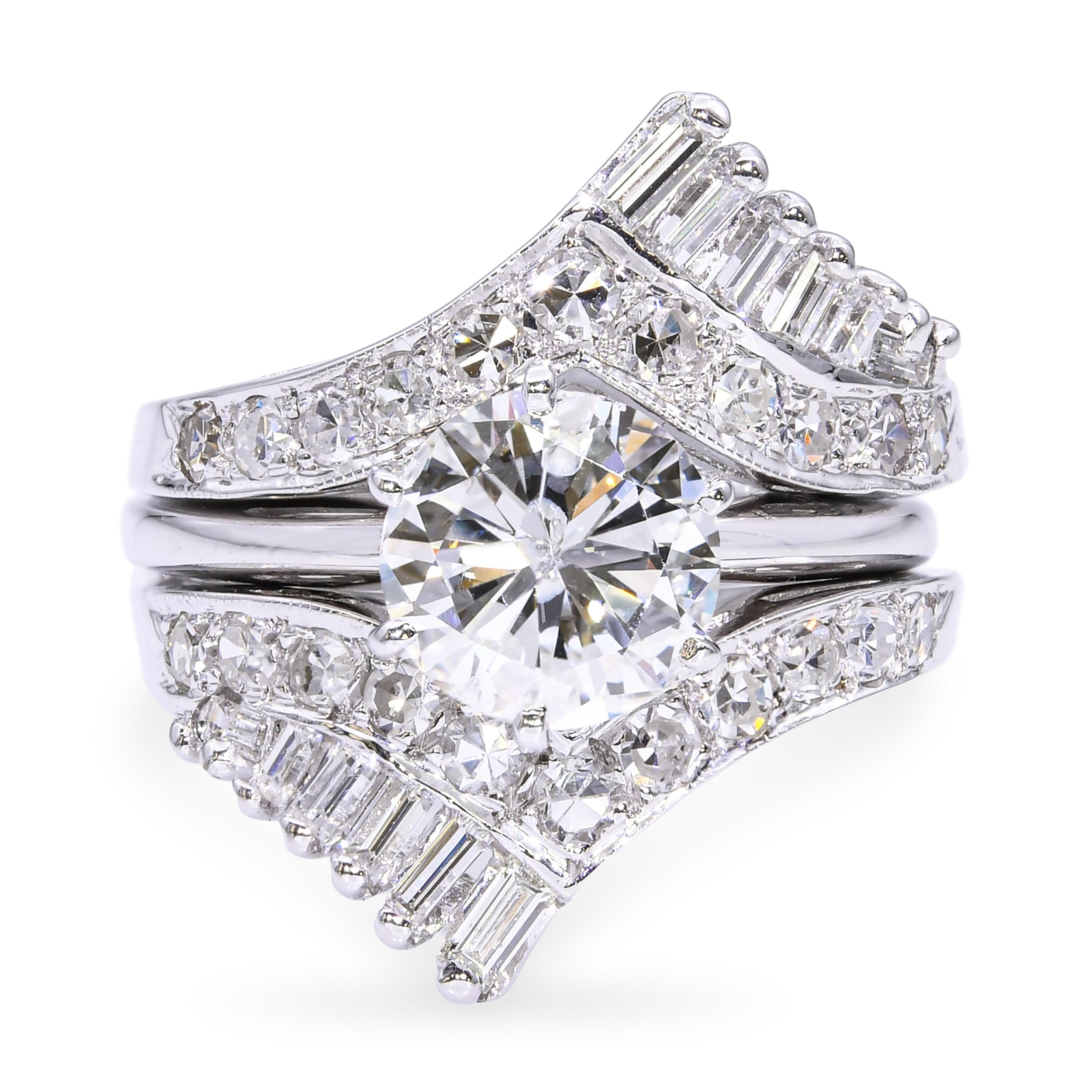 Vintage 14k White Gold 1.94tcw Diamond Ring With Jacket