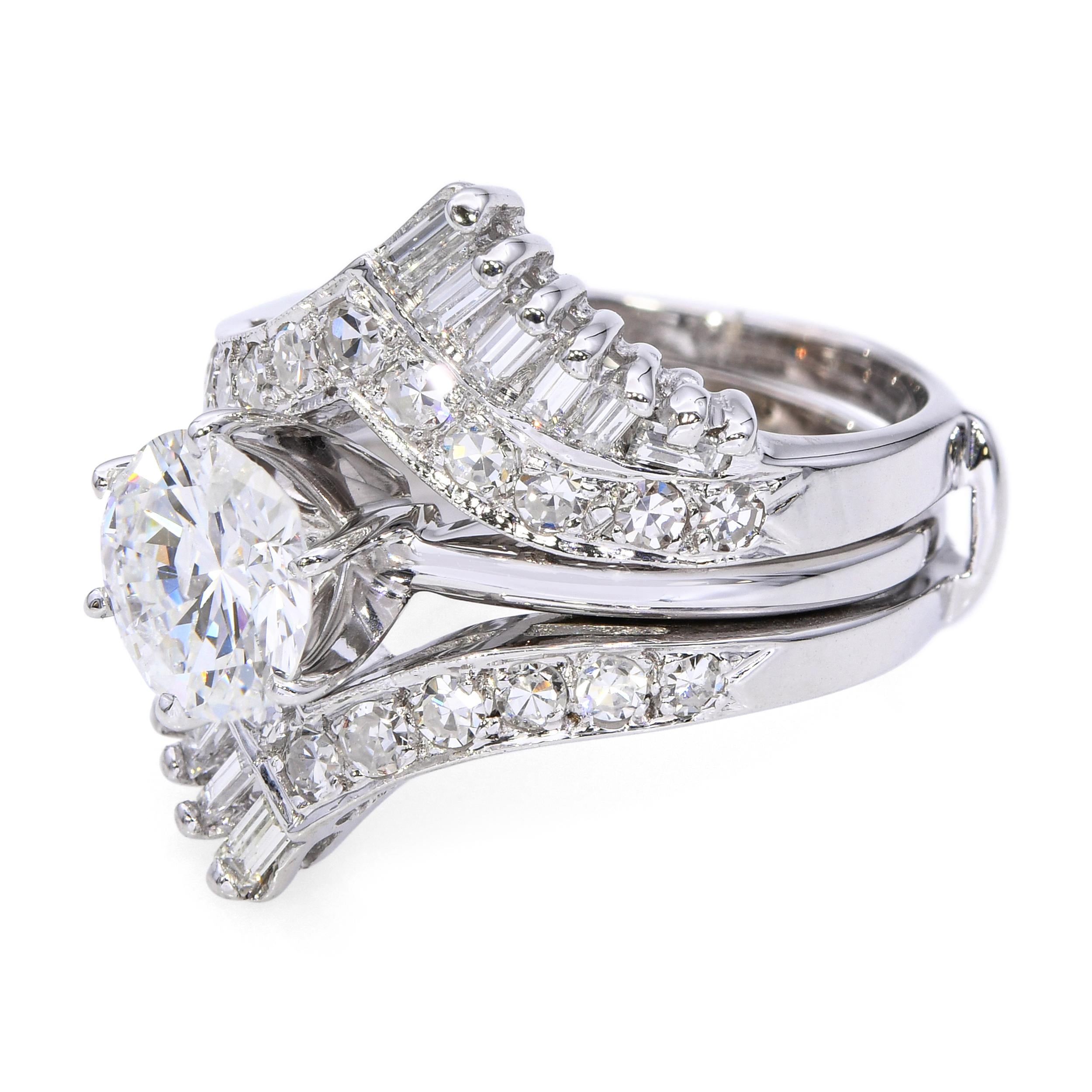 Vintage 14k White Gold 1.94tcw Diamond Ring With Jacket