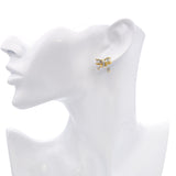 Vintage 18k Yellow Gold Diamond Ribbon Earrings