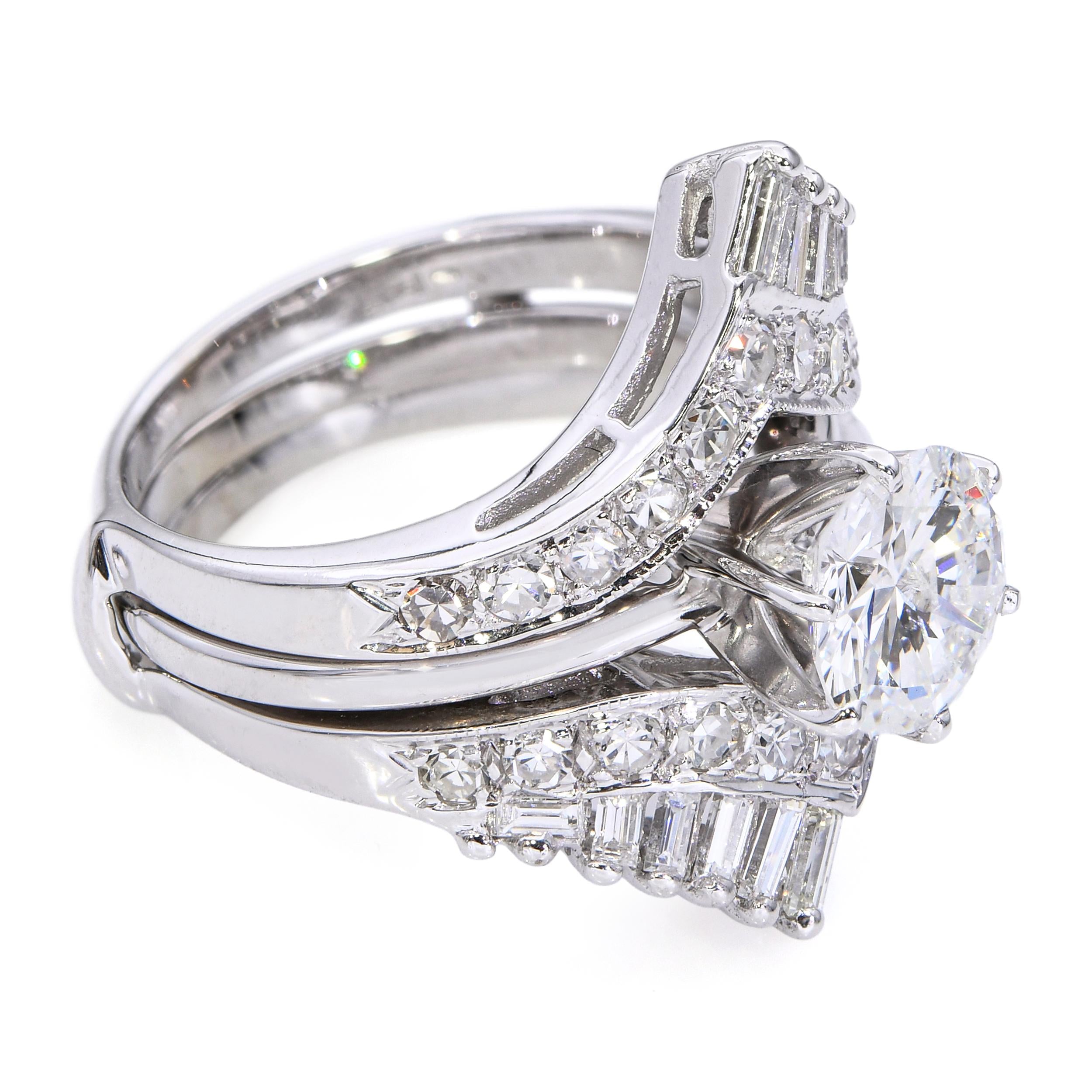 Vintage 14k White Gold 1.94tcw Diamond Ring With Jacket