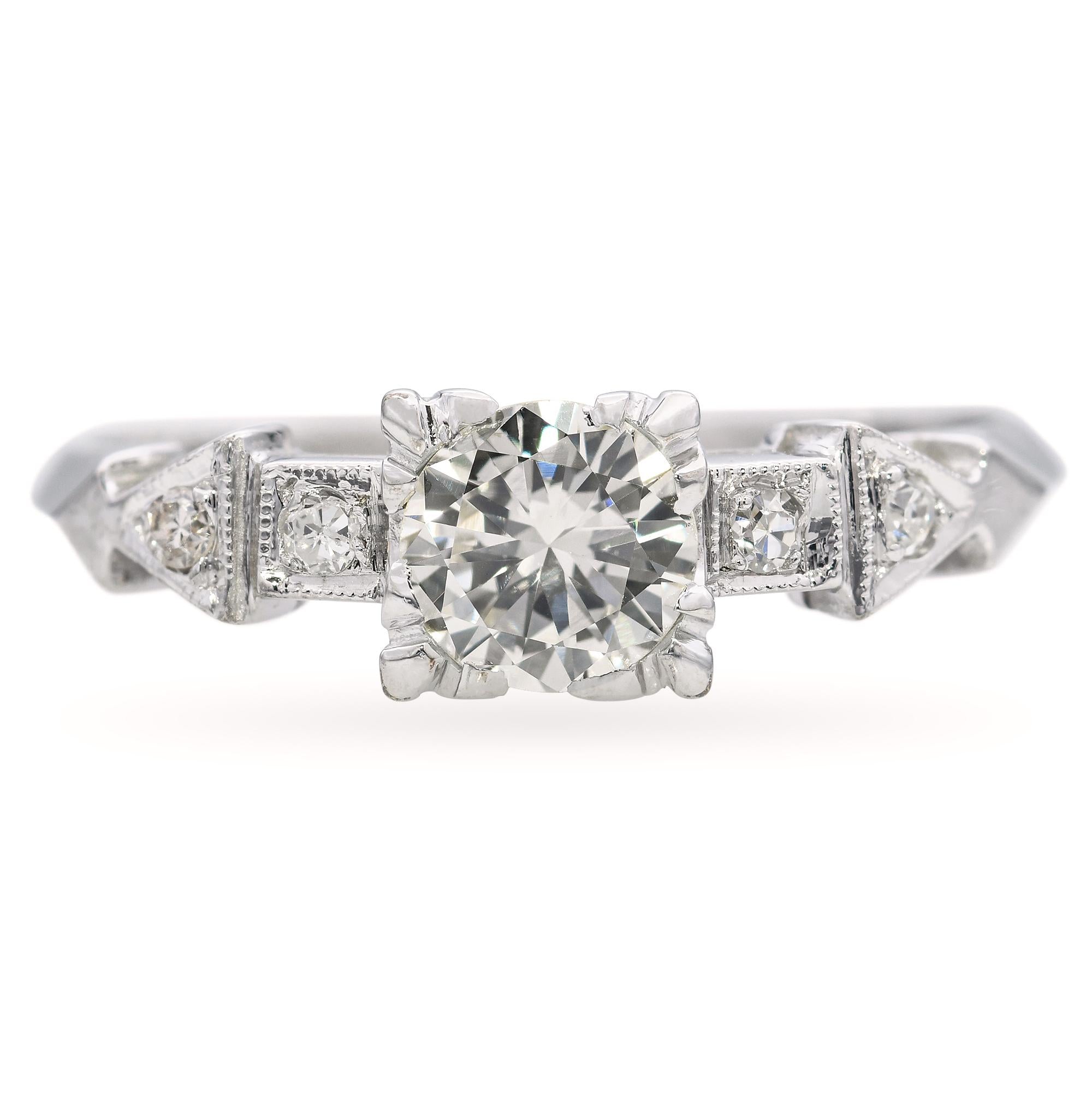 Vintage 18k White Gold 0.52tcw Diamond Engagement Ring