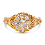 Antique 15k Yellow Gold 0.60ctw Old Mine Cut Diamond Ring