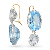 Renee Lewis 18K Yellow Gold Blue Topaz and Aquamarine Double Drop Earrings