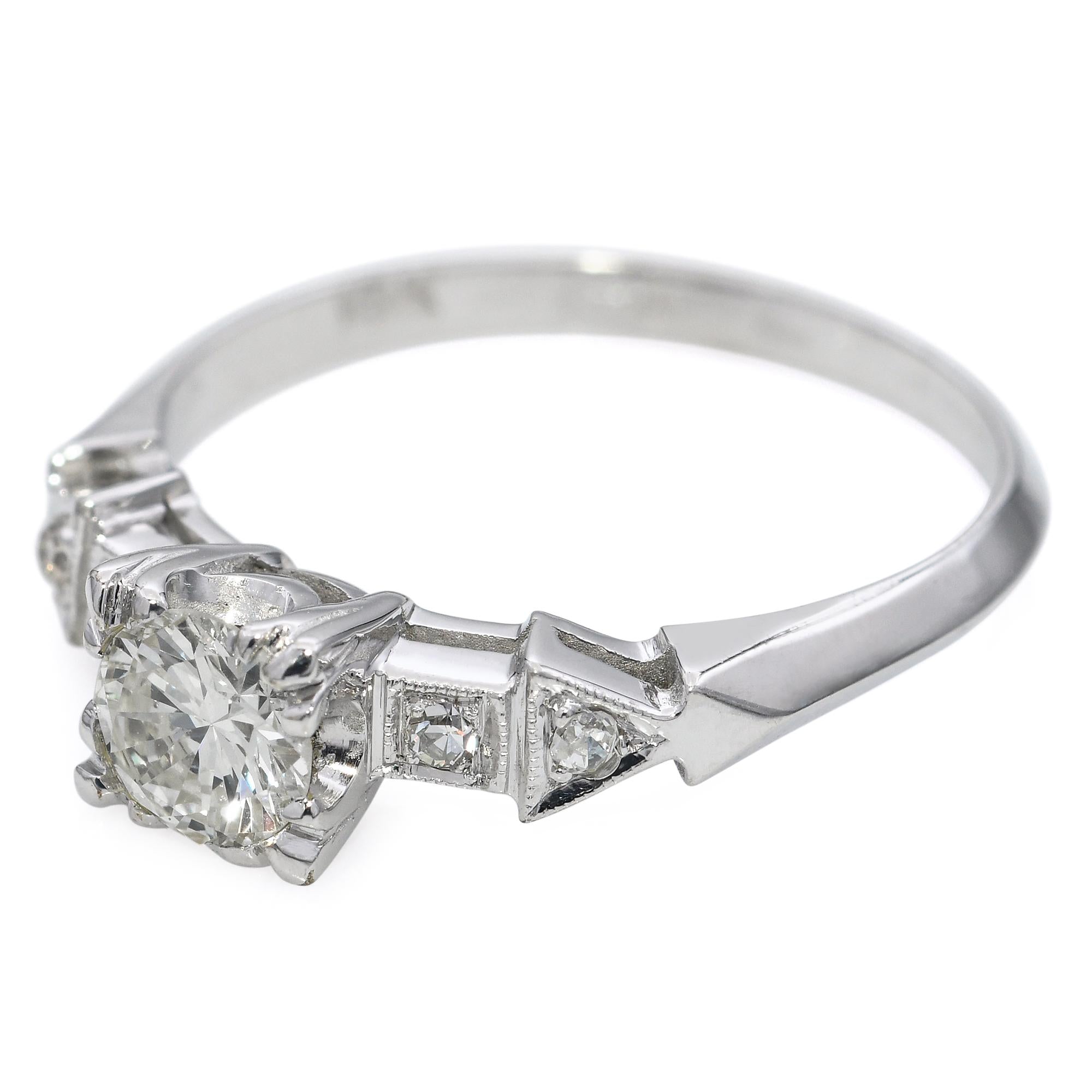 Vintage 18k White Gold 0.52tcw Diamond Engagement Ring