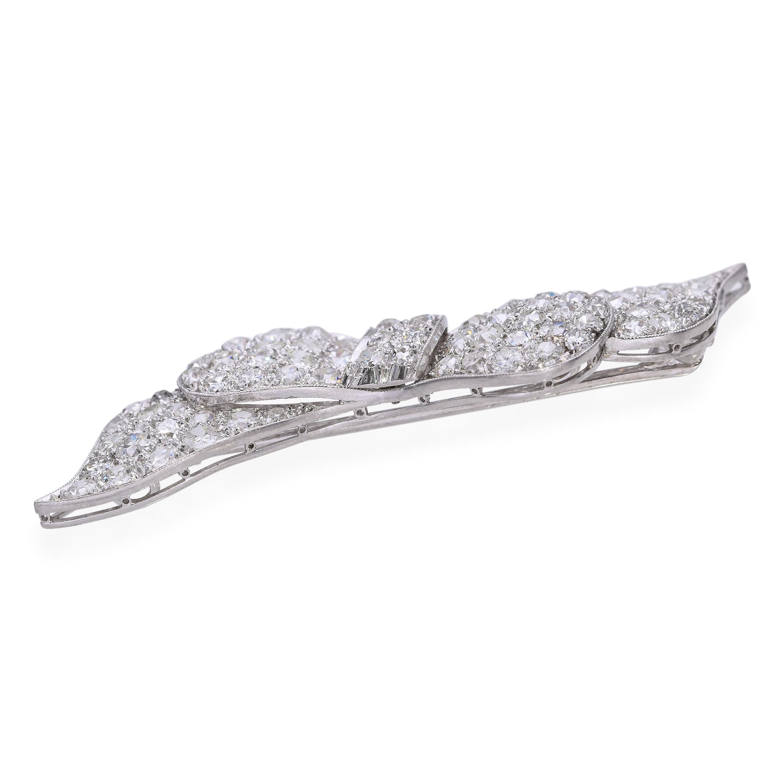 Antique Platinum 2.65tcw Old Euro Cut Diamond Bow Brooch