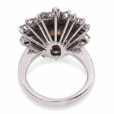 Vintage Platinum Diamond and Cubic Zirconia Ballerina Cocktail Ring