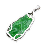 GIA 18K White Gold Carved Green Jadeite Monkey and Diamond Pendant