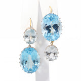 Renee Lewis 18K Yellow Gold Blue Topaz and Aquamarine Double Drop Earrings