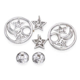 Nini 18k White Gold Diamond Star and Crescent Dangle Earrings