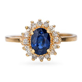 Vintage 14k Yellow Gold 1.05ct Sapphire Ring and Diamond Halo Ring