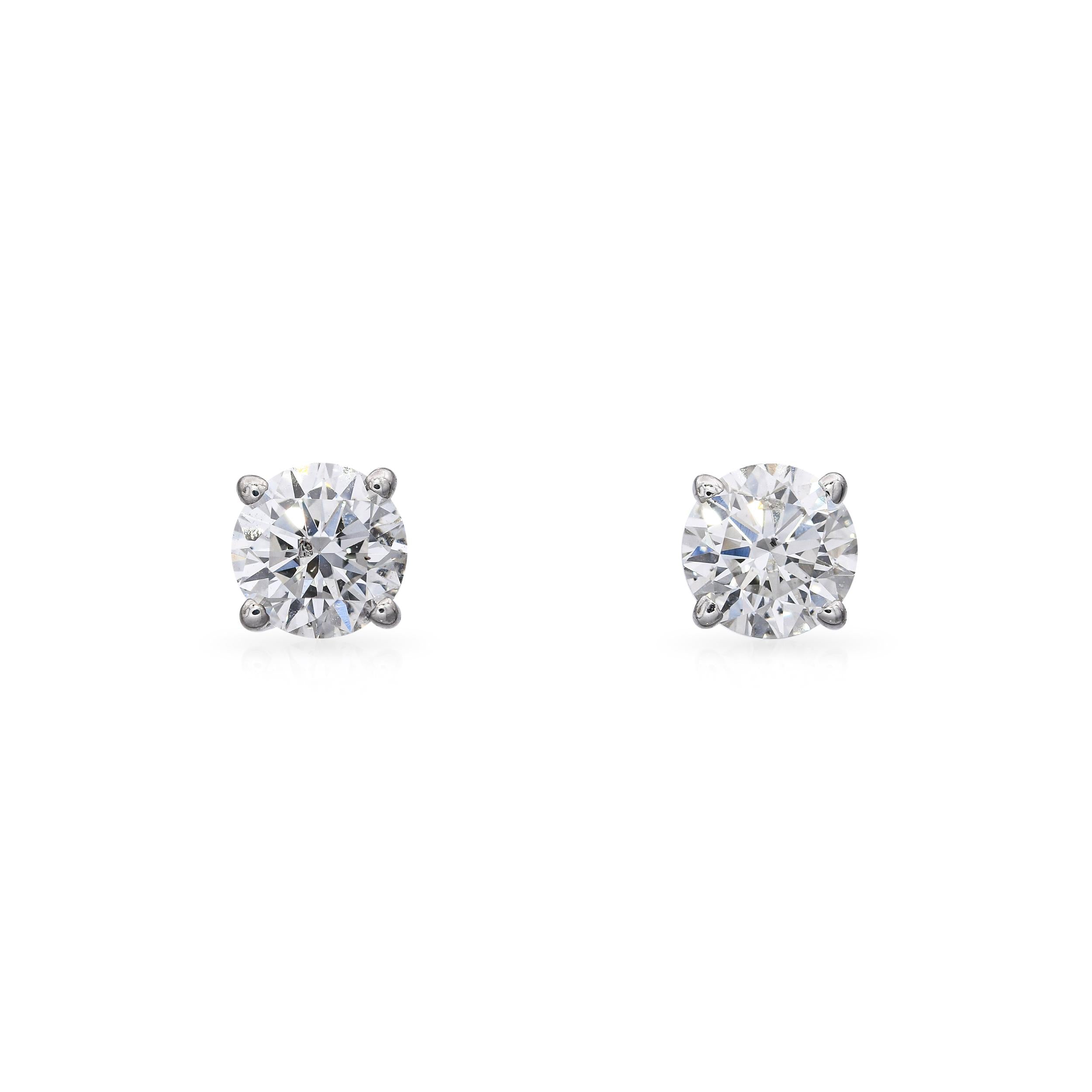 Vintage 14k White Gold 0.45tcw K Si2 Diamond Stud Earrings