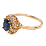 Vintage 14k Yellow Gold 1.05ct Sapphire Ring and Diamond Halo Ring
