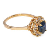 Vintage 14k Yellow Gold 1.05ct Sapphire Ring and Diamond Halo Ring