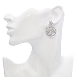 Nini 18k White Gold Diamond Star and Crescent Dangle Earrings