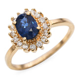 Vintage 14k Yellow Gold 1.05ct Sapphire Ring and Diamond Halo Ring
