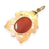 Vintage 20k Yellow Gold Butterfly Shell Cameo Pendant