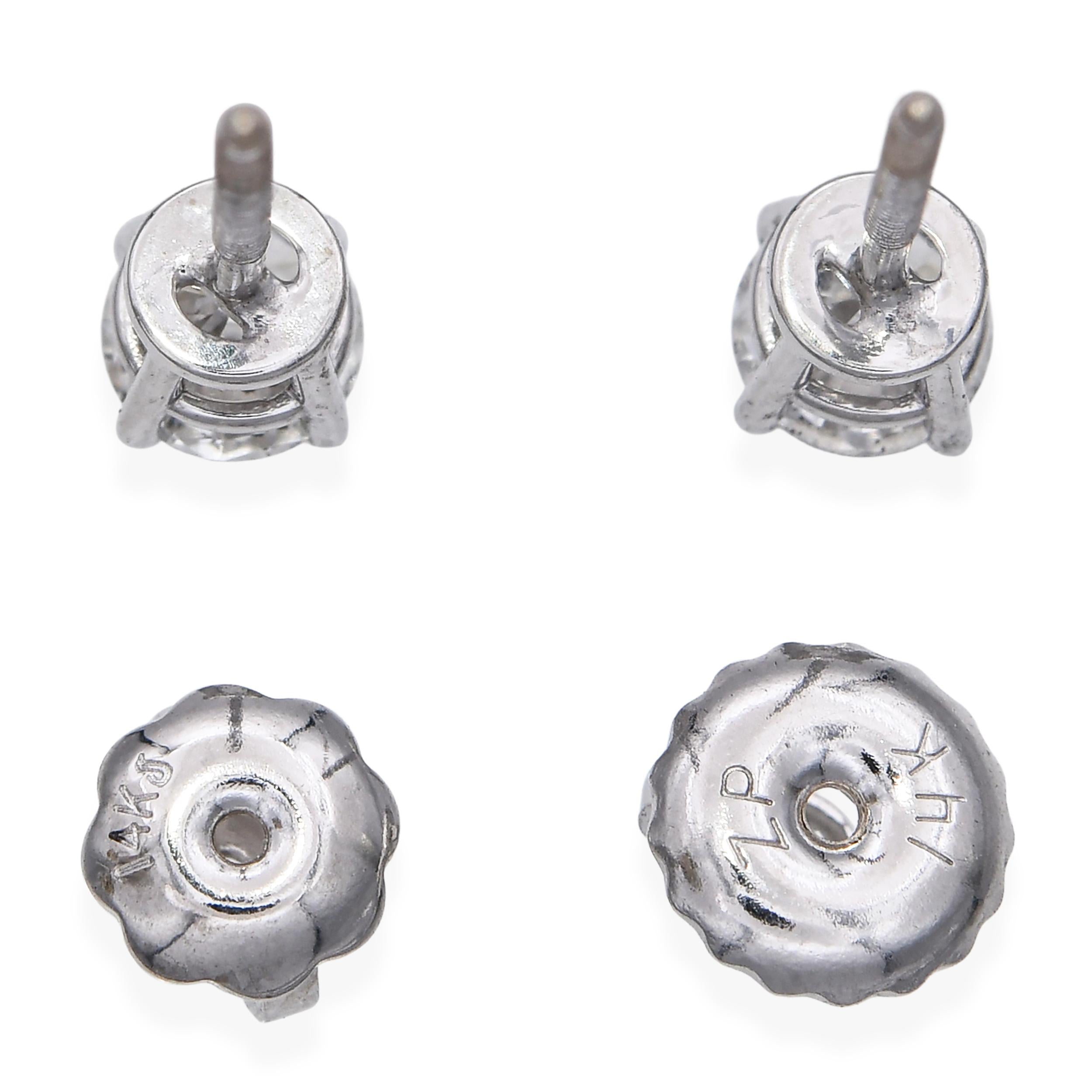 Vintage 14k White Gold 0.45tcw K Si2 Diamond Stud Earrings